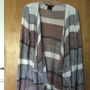 Multi color cardigan.  White/gray/pinkish